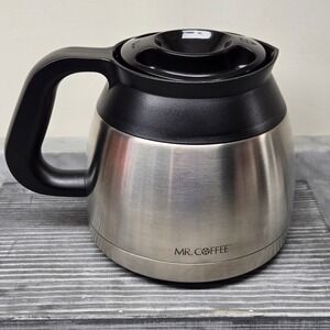 Mr. Coffee Carafe Stainless Steel Thermal 8 Cup Pot Replacement Black Lid Handle
